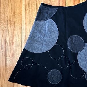 Boden Wool A-line skirt with circles